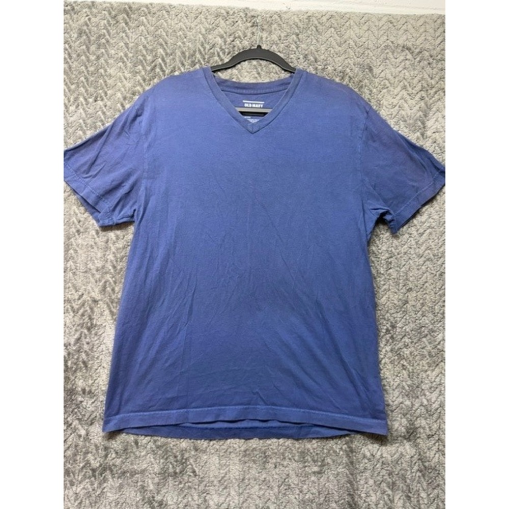 Old Navy Large Blue Cotton V-Neck Short Sleeve T-Shirt 0744